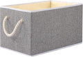 Yawinhe Collapsible Storage Bins 1-Pack, Large Fabric Baskets with Rope Handle, Organizers for Shelves, Closets, Clothes, 16.53''Lx11.81''Wx10.23''H, Grey-Ruum Studio Home