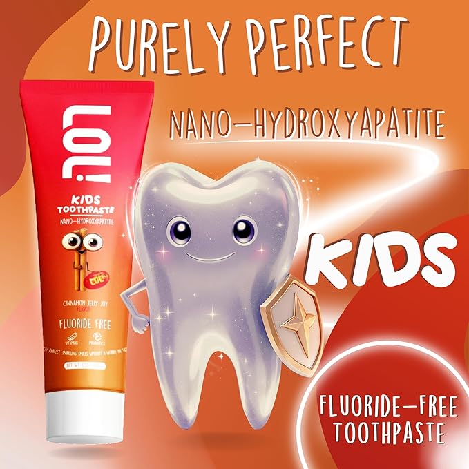 LOL Toddler Toothpaste, Nano Hydroxyapatite Toothpaste, Probiotics, Vitamins, Xylitol Tooth Paste Kids | Remineralizing | Natural | Plant-Based Foam | Pasta De Dientes para Niños (Cinnamon)-Ruum Studio Home