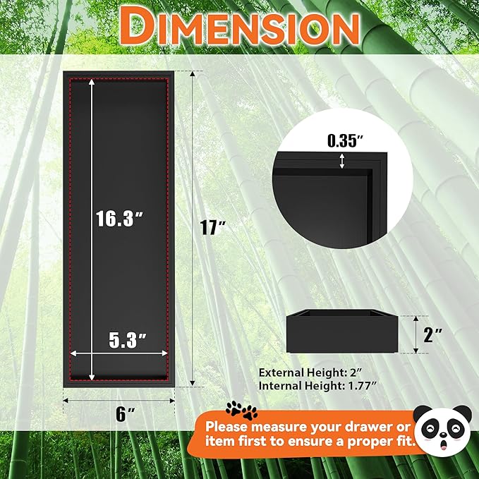 Bamboo Drawer Organizer, Extra Large Silverware Organizer for Kitchen Drawer, Stackable Utensil Organizer, 2 Pcs Toilet Tank Topper Tray, Wooden Toilet Paper Basket (Black, 17 X 6 X 2 Inch)-Ruum Studio Home