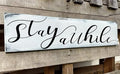 Farmhouse Stay Awhile Wood Sign, Entryway Sign Farmhous Wall Decor, Rustic Wall Art for Housewarming Gift (Stay Awhile) 4x16 Inch-Ruum Studio Home