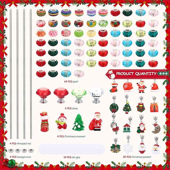 Beaded Garden Stake, DIY Fairy Wand Beaded Decorative Garden Stake Kit with 12IN Threaded Rod Crystal Stopper Top Large Holes Beads Christmas Decoration Pendants Outdoor Fairy Garden kit (110 Pieces)-Ruum Studio Home