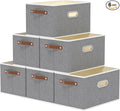 Yawinhe Fabric Storage Bins with Handles, Foldable Baskets for Shelves, Cubes with 3 Handles, Large Boxes for Clothes, Grey, 16.9''Lx11.8''Wx10.2''H, 6-Pack-Ruum Studio Home