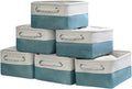 Organization and Storage Basket for Organizing - 12X8X5.2 inch 6 Pack Fabric Cube Storage Bin Collapsible Baskets for Shelves, Storage Box for Cloth Decorative room (White & Green)-Ruum Studio Home