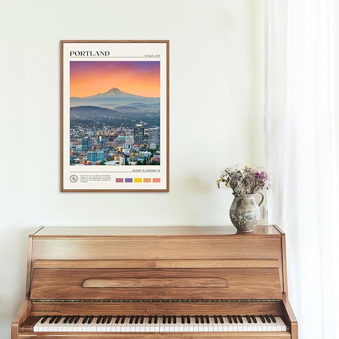StudioUBILA Portland Wall Art Poster, Decorative Cityscape Landscape Art Prints, Home Decor Wall Art Print for Bedroom Living Room Kitchen Decorations, Unframed-Ruum Studio Home