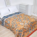Snycler Boho Throw Blanket for Bed - 100% Cotton Ultra Soft Rustic Quilt Blanket Orange Bird Floral Printed Farmhouse Decor Bed Blankets, 60"×80" All Season Rustic Throw for Sofa Couch Chair-Ruum Studio Home