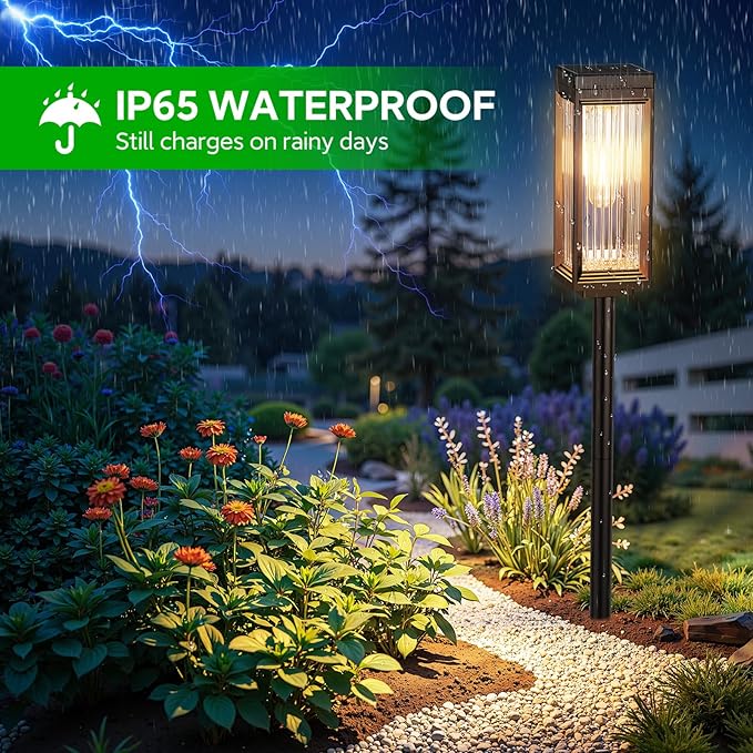 Solar Pathway Lights Outdoor, 2 Pack Upgraded Solar Lights Outdoor Waterproof, Bright Up to 15 Hrs Auto On/Off Garden Light for Yard Patio Lawn Path Walkway Driveway Outside Decor-Ruum Studio Home