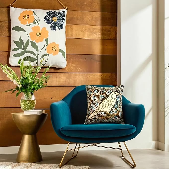Cream Floral French Style Modern Floral Throw Pillow Cover - Hand Embroidered - 18x18 - White, Multicolor - Living Room, Bedroom, Outdoors, Accent, Home Staging-Ruum Studio Home