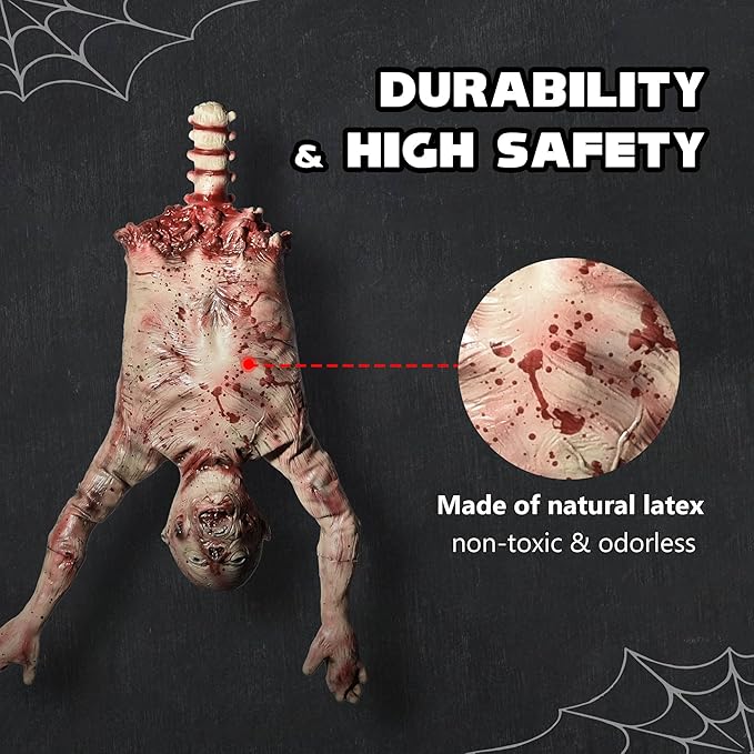 AW 37" Halloween Half Body Prop Skinned Hanging Corpse Torso Haunted House Party Indoor Outdoor Decoration 2025-Ruum Studio Home