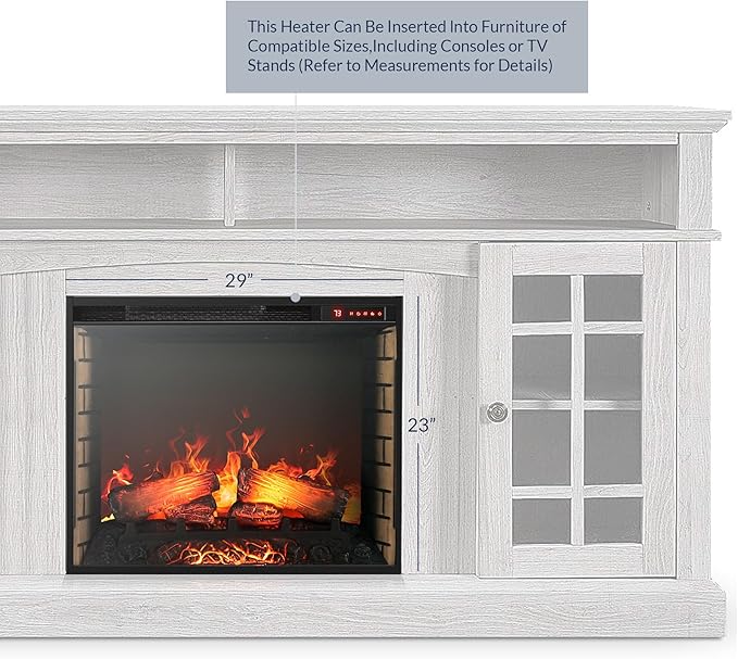 BELLEZE 28" Electric Fireplace, 1500 W 5000 BTU Space Heater with Adjustable Timer, Realistic Wood Log & Crackling Sound, Indoor Fireplace for TV Stand Mantel, Bedroom, Living Room-Ruum Studio Home