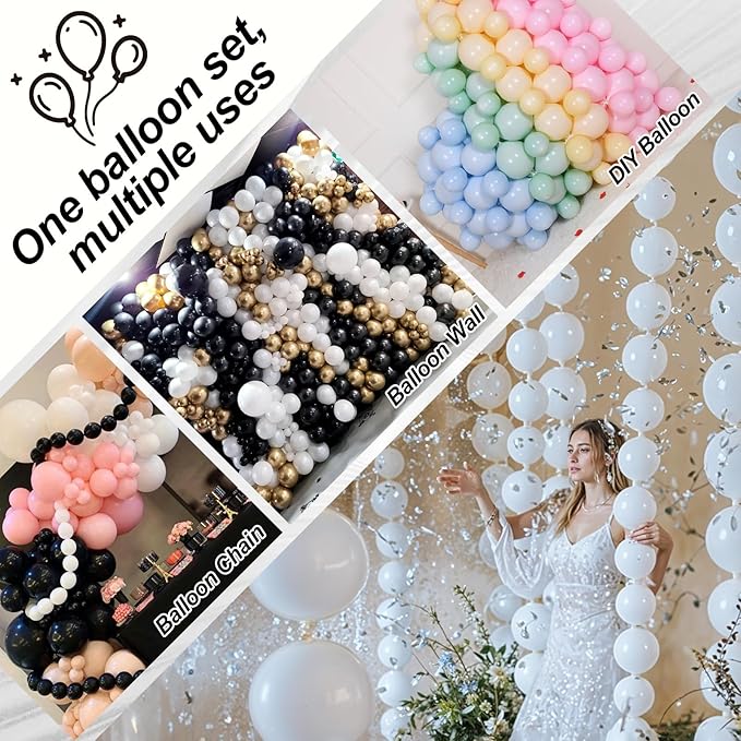 White Quick Link Balloons, 120PCS Linking Balloons for Making Balloon Wall Balloon Arch Balloon Chains, Pearl Balloons for Wedding Birthday Baby Shower Graduation Grad Party Decorations (6+10inch)-Ruum Studio Home