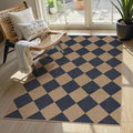 Lahome Checkered Easy Jute Entryway Rug, 3x5 Washable Area Rugs for Living Room Outdoor Patio, Non Slip Blue Indoor Door Mat Checkerboard Throw Carpet for Entry Front Door Guestroom Deck-Ruum Studio Home