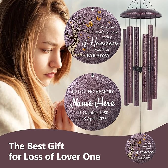 Cardinal Sympathy Wind Chimes Personalized, Windchimes in Memory of a Loved One/Mother, Sympathy Gifts Wind Chimes for Funeral Bereavement Condolences, Memorial Wind Chime-Ruum Studio Home