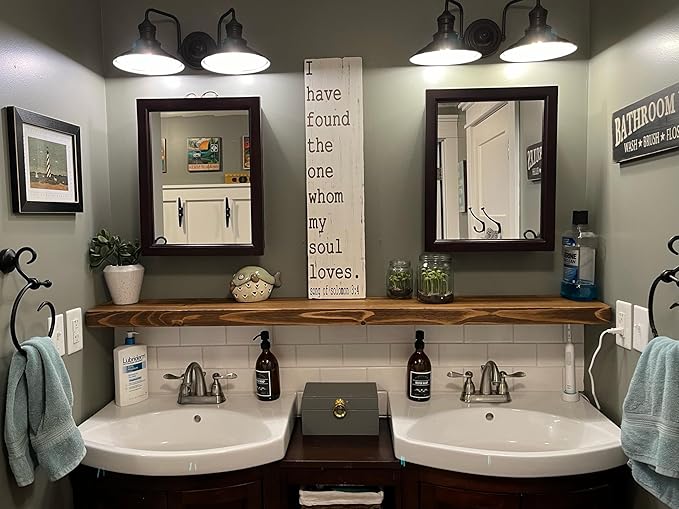 joelsantiques 60 Inch Wooden Floating Shelves for Wall - 60x8x2 in - Made of Natural Wood - Long Heavy Duty Rustic Wall Shelves for Bedroom - Perfect for Living Room, Kitchen - Medium Brown-Ruum Studio Home