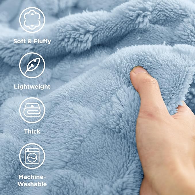 Bedsure GentleSoft Blankets Queen Size for Bed - Super Soft Cozy Blanket for Women Men Girls, Large Fuzzy Fleece Throw for Bedroom Decor, Light Blue, 90x90 Inches-Ruum Studio Home