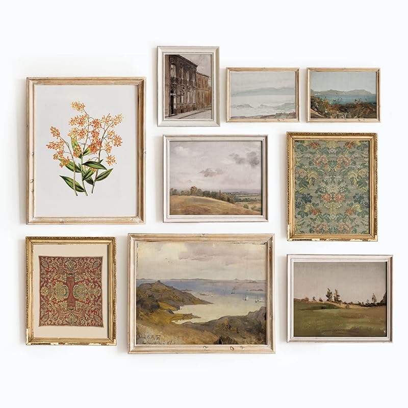 Set Of 9 French Country Prints Wall Decor - Landscape Wall Art French Country Decor, Vintage Wall Decor Gallery Wall Art, Large Bathroom Art Prints, Farmhouse Floral Vintage Art(11X14 IN UNFRAMED)-Ruum Studio Home
