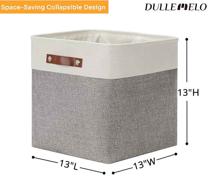 DULLEMELO 13 inch Fabric Storage Cubes 4 Pack Foldable Baskets/Bins for Home Office Organizer Closet, Shelves, Toy, Nursery-Ruum Studio Home