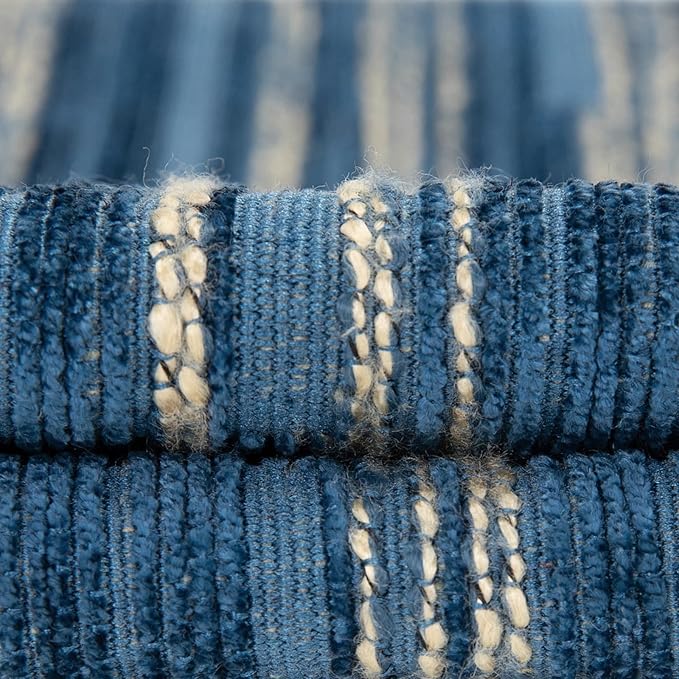 Yeiotsy Pack of 2, Modern Striped Throw Pillow Covers Bohemia Cushion Covers Home Decoration (Navy Blue, 18 X 18 Inches)-Ruum Studio Home