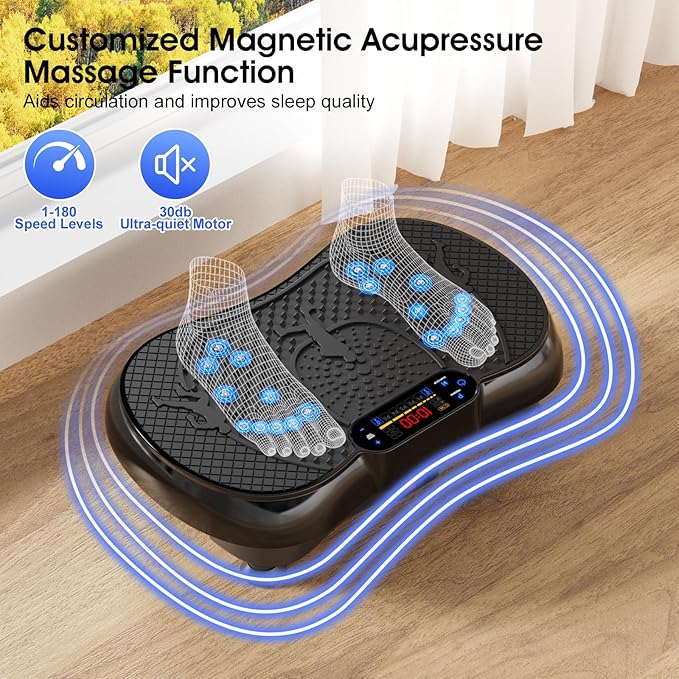 Vibration Plate Exercise Machine, 180 Speed Levels Vibration Plate for Lymphatic Drainage, Whole Body Workout Vibrating Fitness Platform, Effective for Weight Loss, Shaping, Toning & Wellness-Ruum Studio Home