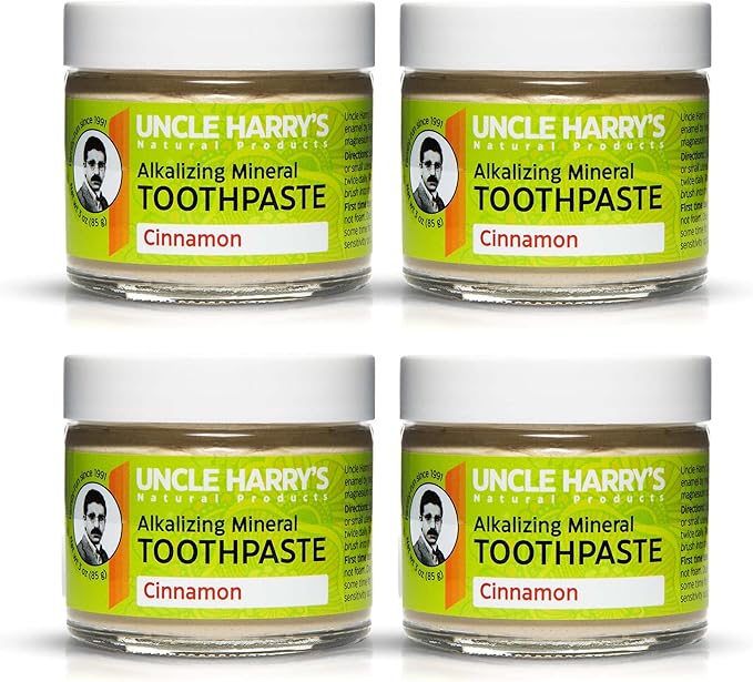 Uncle Harry's Cinnamon Remineralizing Toothpaste | Natural Whitening Toothpaste Freshens Breath & Promotes Enamel | Vegan Fluoride Free Paste (4 pack)-Ruum Studio Home