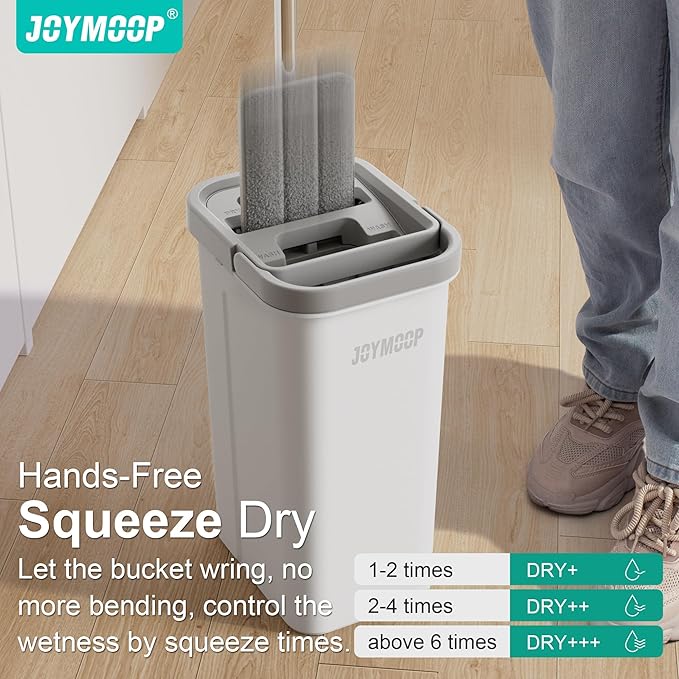 JOYMOOP Easy Clean and Self-Squeezing Microfiber Flat Mop and Bucket System, Mops for Floor Cleaning and Wall Cleaner, Hardwood, Tile, Laminate, Vinyl Floors, Smooth Walls, and Glass Windows-Ruum Studio Home