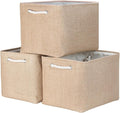 Bidtakay Fabric Storage Baskets for Shelves 3 Pack Large Storage Bins for Organizing Linen Collapsible Organizer for Closet-Flaxen-Ruum Studio Home
