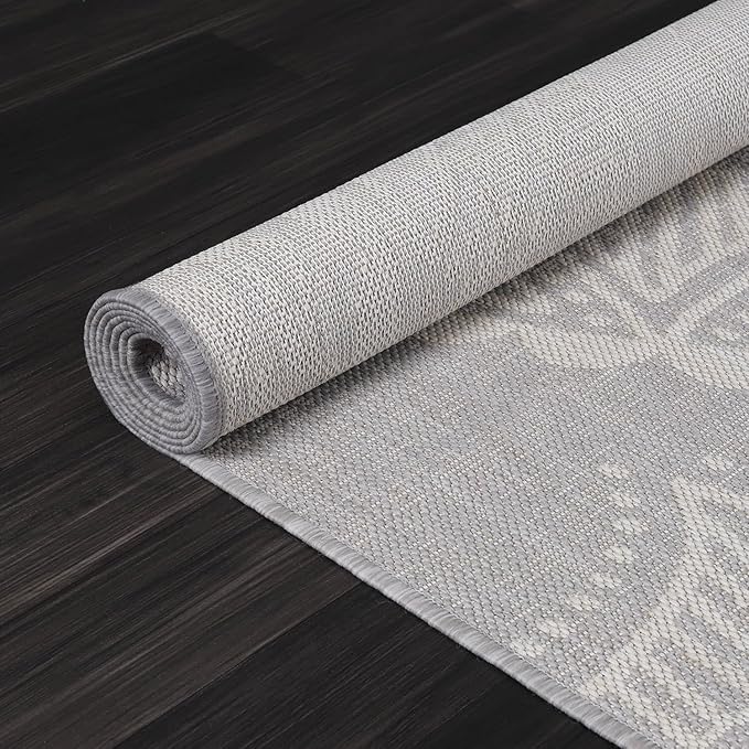 Medallion Outdoor Rug 10x14 Washable Outside Carpet for Indoor Patio Porch Waterproof Easy Cleaning Non Shedding Area Rugs Gray 10 x 14-Ruum Studio Home