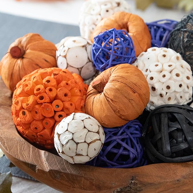ANDALUCA Decorative Balls Halloween Bowl Filler Home Decor (Purple Orange)-Ruum Studio Home