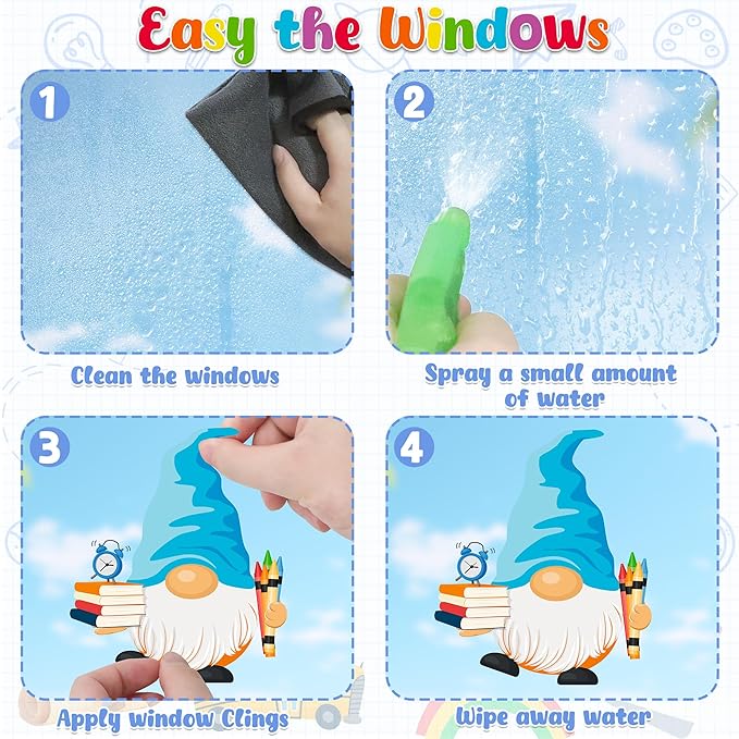 9 Sheets Back to School Window Clings, Double-Sided Window Clings for Classroom, Bus Apple Pencil First Day of School Book Window Stickers for First Day of School Decorations Supplies Decor-Ruum Studio Home