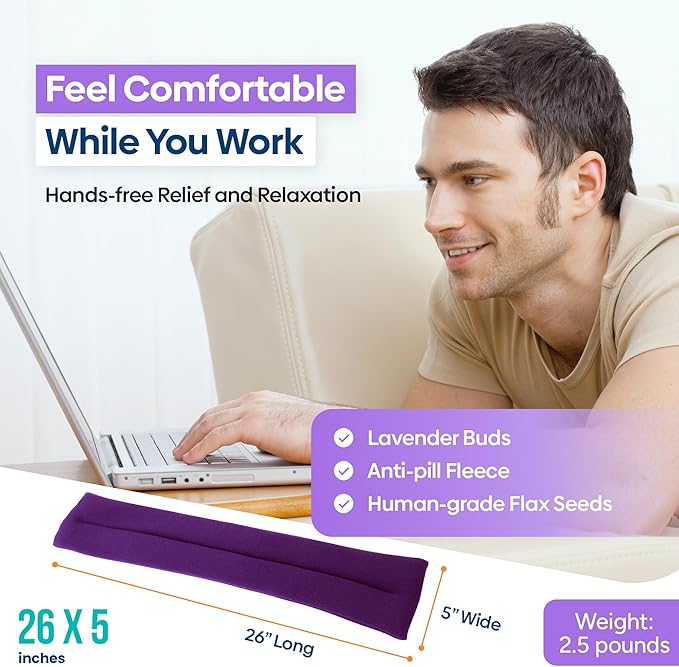 SunnyBay Microwave Heating Pad, Microwavable Heated Neck and Shoulder Wrap with Lavender, Soothing Pillow Hot & Cold Bean Bag, Aroma Warmer for Pain Relief, 26x5 Inches, 2.5 lbs, Purple-Ruum Studio Home