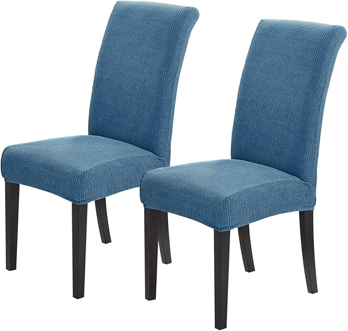 Joccun Chair Covers for Dining Room Set of 2, Chair Slipcovers Stretch Dining Room Chair Covers Seat Protector,Washable Parsons Chair Cover for Home,Hotel,Banquet(Dark Blue,2 Pack)-Ruum Studio Home