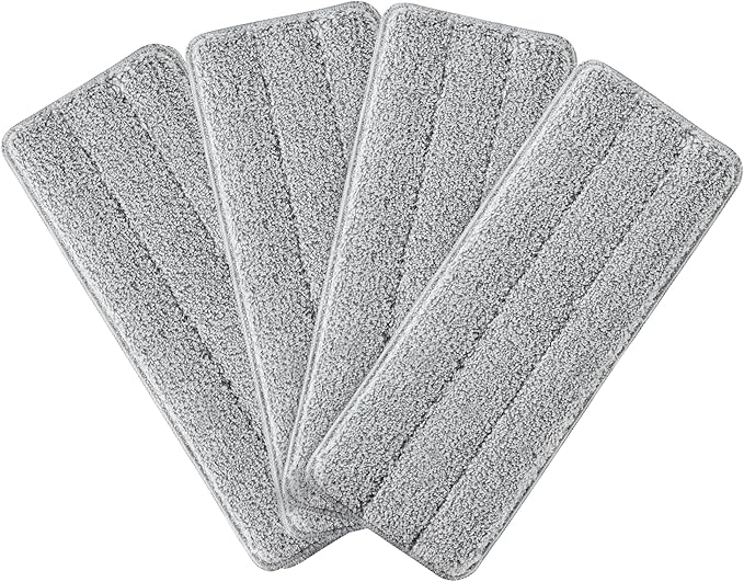 JOYMOOP Flat Mop Pads, Microfiber Mop Cleaning Pads, Washable Pads, Pads Replacement for Flat Mop or Mop Bucket Set, Pack of 4 Refills 13inch - Grey-Ruum Studio Home