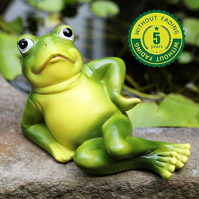 Frog Figurine Garden Decor Set of 3, Funny Lazy Frog Garden Statues Yard Decoration Outdoor Holiday Decorations, Unique Yart Art Outdoor Lawn Ornament for Outside Pond Pool Patio Front Porch Backyard-Ruum Studio Home