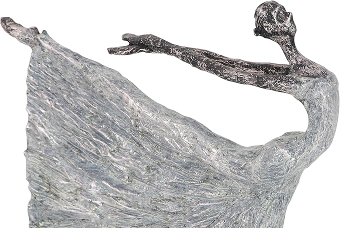 Deco 79 Polystone Dancer Decorative Sculpture Home Decor Statue, Accent Figurine 12" x 3" x 16", Gray-Ruum Studio Home