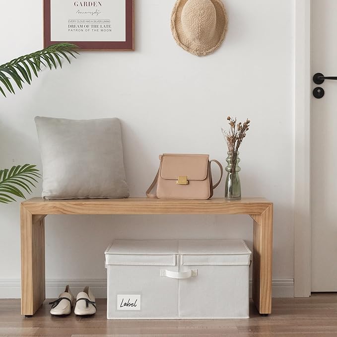 GRANNY SAYS Fabric Storage Bin with Lid, Decorative Storage Box for Shelves, Container Storage Basket Organizer, Closet Bins with Lids for Organizing, Jumbo, Ivory, 1-Pack-Ruum Studio Home