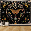 Aipon Orange Butterfly Moon Flower Tapestry Botanical Floral Plant Boho Tapestry for Bedroom Aesthetic Vintage Tapestries Wall Hanging for Living Room Dorm (60.00'' × 80.00'', Orange)-Ruum Studio Home