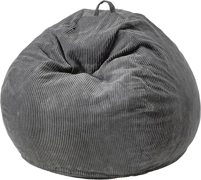 Hobestluk 3.5FT Bean Bag Chair Large Bean Bag with Filler Included Bean Bag Chairs for Adults Teardrop Bean Bag Chair with Removable Cover for Bedroom Living Room - (Large, Grey)-Ruum Studio Home