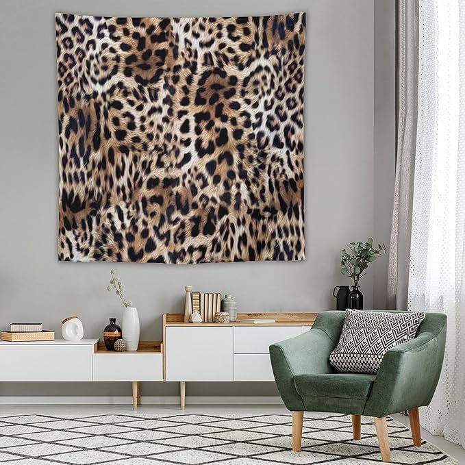 HZOHNAGO Leopard Print Tapestry Nature Wildlife Vintage Cheetah Fur Spot Animal Skin Wild Animals Spots Printed Wall Tapestry Painting Wall Hanging for Bedroom Living Room Dorm 60" W x 60" H-Ruum Studio Home