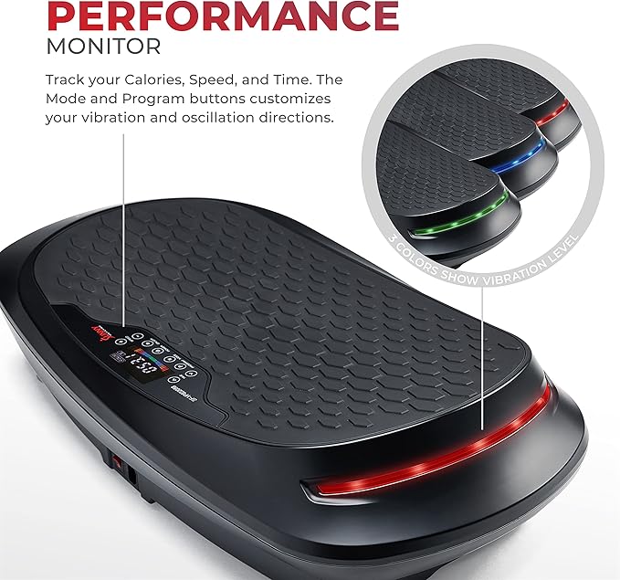 Sunny Health & Fitness Vibration Plate Exercise Machine, Full Body Vibrate Platform for Lymphatic Drainage with Multiple Speeds and Modes, Vibrating Plate Machine for Tension Relief & Weight Loss-Ruum Studio Home