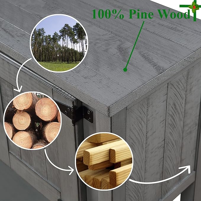 Solid Wood Farmhouse Console Table Sofa Table with Storage Drawers and Shelves for Storage Entry Hallway Foyer Sofa Side Table(48" Gray)-Ruum Studio Home