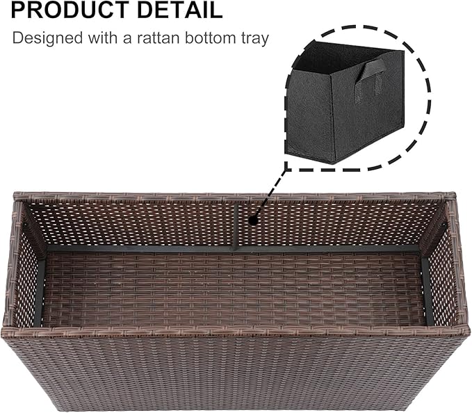 SUNNYPARK Tall Rectangular Planter with Removable Liner, All-Weather PE Rattan Large Modern Planters Indoor Outdoor Flower Plant Pots Garden Box Patio Yard Front Porch Deck-Ruum Studio Home