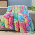 GONAAP Fuzzy Faux Fur Throw Blanket Dark Rainbow Super Soft Cozy Plush Fuzzy Shaggy Blanket for Couch Sofa Bed (Dark Rainbow, Throw(50"x60"))-Ruum Studio Home