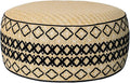 Outdoor Inflatable Ottoman with Air Pump, Embroidery Patio Footrest Stool D21”x H9”, Round Pouf Ottoman with Portable Handle Suitable for Garden, Camping, Bedroom, Living Room-Ruum Studio Home