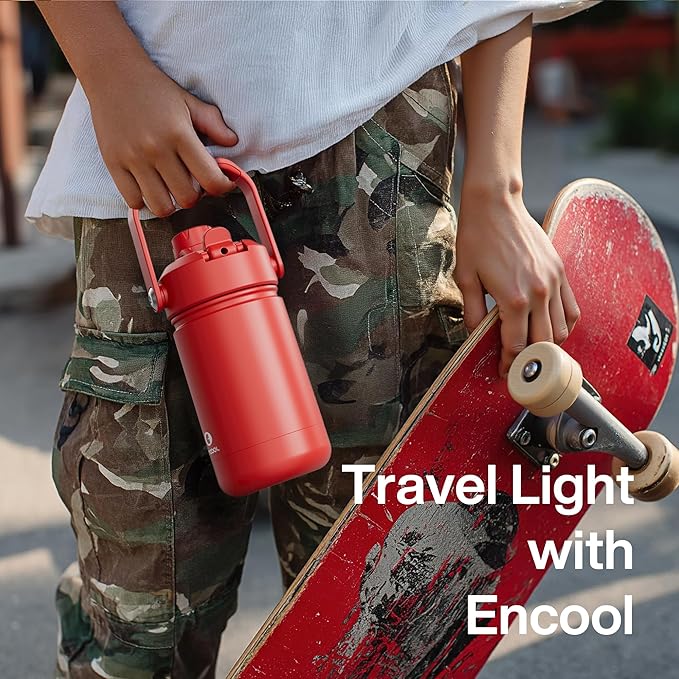 Kids Insualated Water Bottle with Straw - 12oz Stainless Steel Water Bottle with Dual Spouts, Leak-Proof, BPA-Free, Double Wall Vacuum Keeps Cold for 24 Hours for Sports, Travel, School (Sunny Breeze)