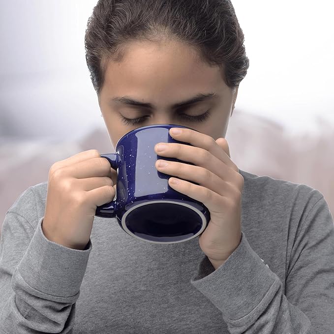 DISCOUNT PROMOS Custom Ceramic Campfire Coffee Mugs 13 oz. Set of 1, Personalized Bulk Pack - Perfect for Tea, Espresso, Cappuccino, Hot Cocoa - Blue-Ruum Studio Home