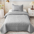 MarCielo 3-Piece 100% Cotton Oversized Bedspread Lightweight Quilt Coverlet Embroidery Farmhouse Bedding Set T0 (Light Grey, Twin (68"x86"))-Ruum Studio Home