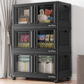 300Qt Stackable Storage Bins with Lids, 75Gal Closet Organizers and Storage Drawer, Plastic Collapsible Storage Bins with Doors, Heavy Duty Store Box Cabinet for Home Kitchen, 3Pack Black-Ruum Studio Home