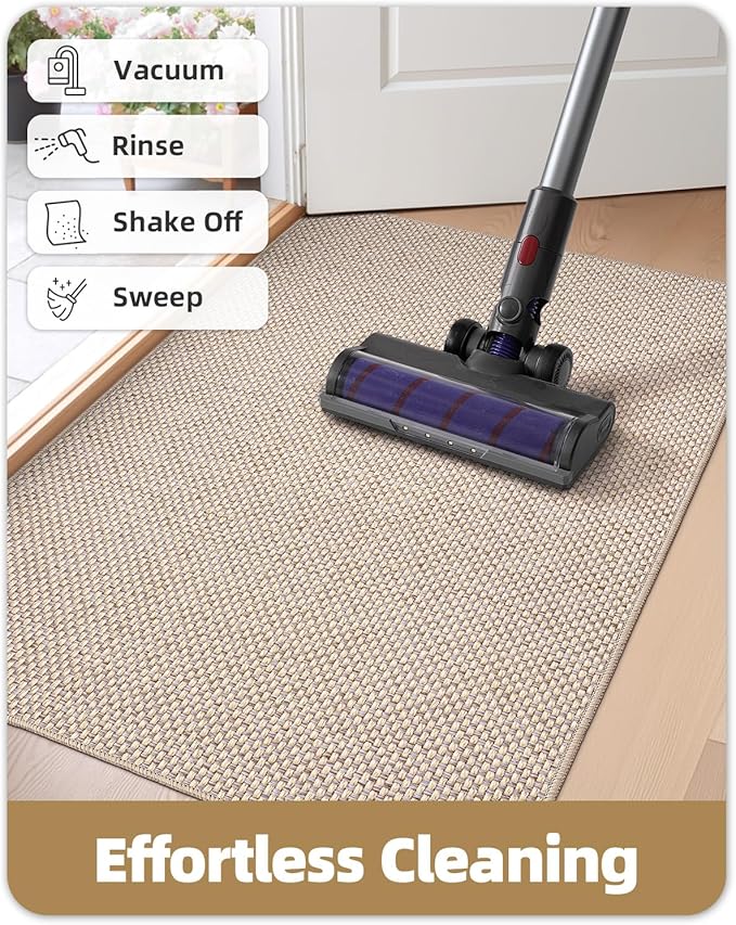 Color&Geometry Front Door Mat Indoor 17"x29", Ultra Non Slip Rubber Backed Dirt Trapper, Low Profile Thin washable, Easy Clean Entry Entryway Rug Door Mat Indoor Entrance, Khaki (Rolled-up NO Creases)-Ruum Studio Home