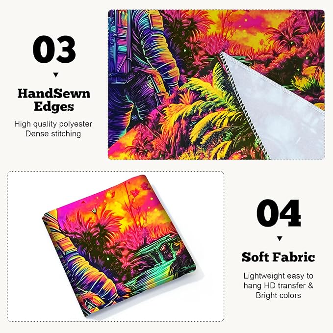 BVBOX Astronaut Space Blacklight Tapestry 79"x59", UV Reactive Astronaut Tropical Rainforest Universe Galaxy Planet Glow in Dark Tapestries, Black Light Neon Upright Poster Wall Hanging Backdrop Decor for Bedroom Living Room-Ruum Studio Home
