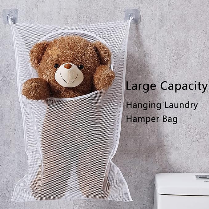 Resdenio Hanging Laundry Hamper Bag, Portable Laundry Bag, 30 x 20 Inch Large Foldable Wall Hanging Laundry Basket with 2 Adhesive Hooks for Dirty Clothes Organization and Storage-Ruum Studio Home