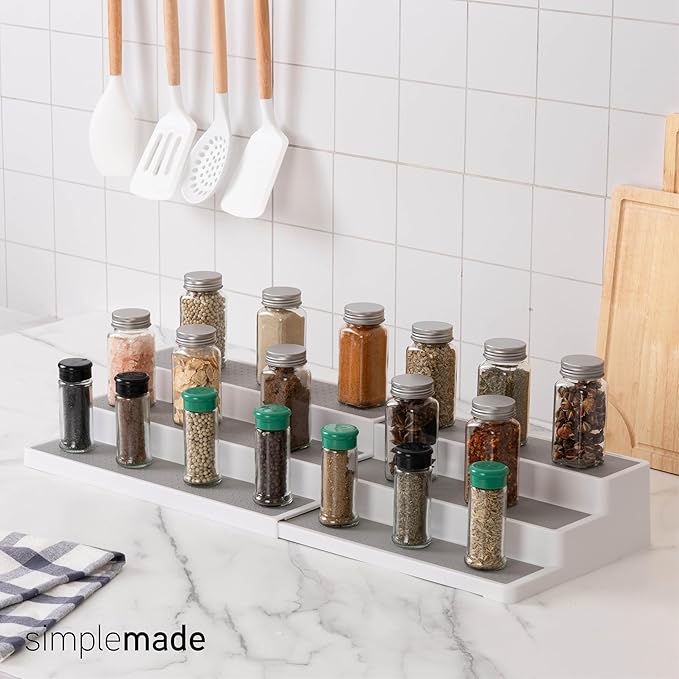 SIMPLEMADE 3-Tier Spice Rack Organizer - Versatile Storage Shelf for Kitchen, Bathroom, Bedroom & Office, Set of 2, Expandable White-Ruum Studio Home